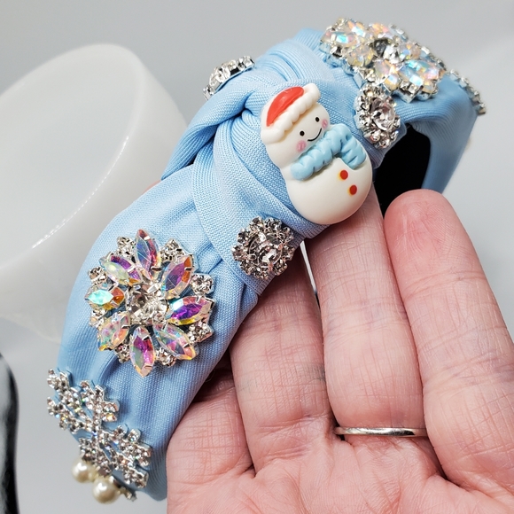 Headband bling handmade winter snowman crystals sparkly Swarovski Christmas main image 13